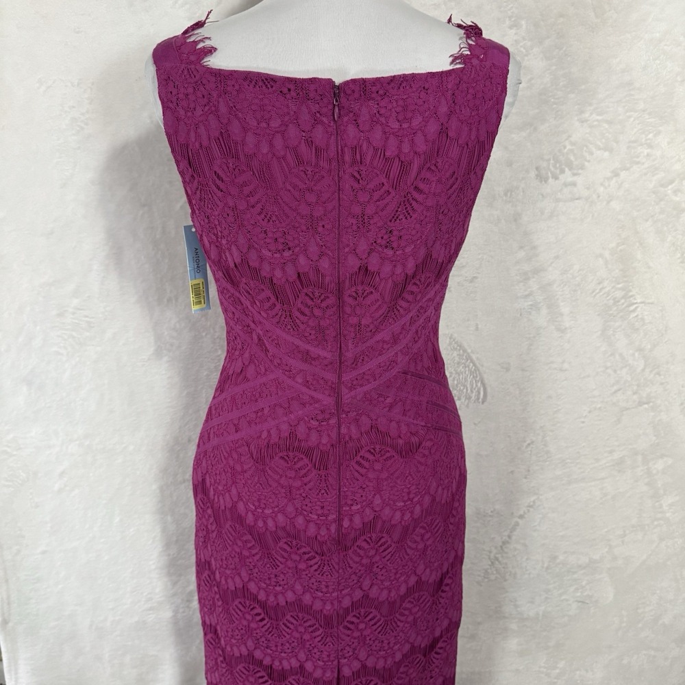NWT Antonio Melani Lace Sheath Dress Size 4 Fuchsia Party Wedding Guest Resort - Picture 4 of 16